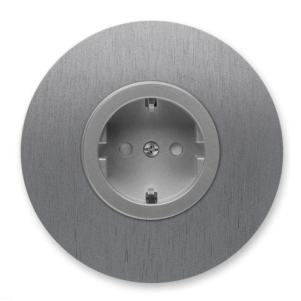 Round metal socket outlet titanium 1-gang. Round Series