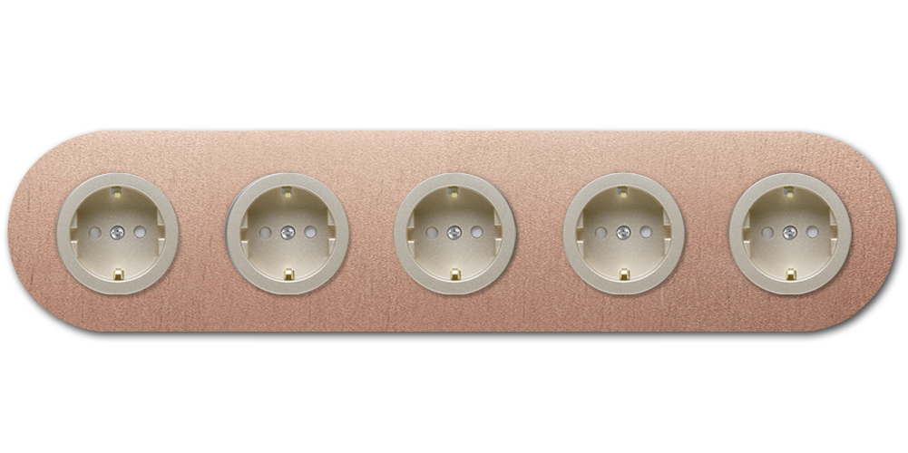 Socket metal in copper 1-gang. Round Series