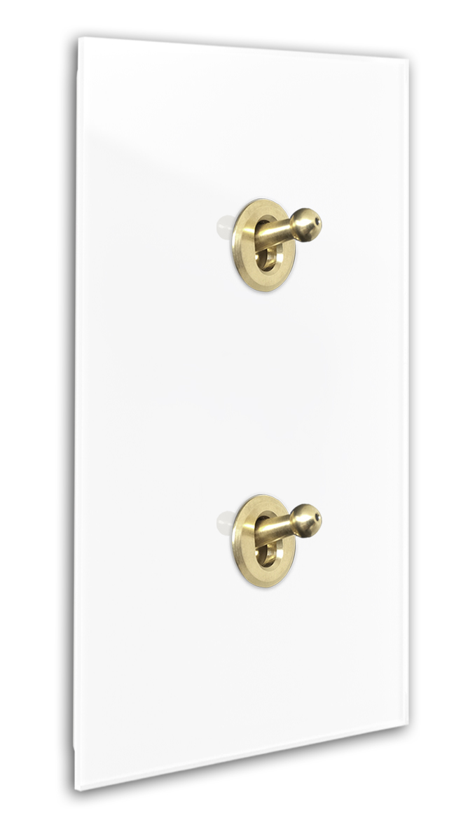 Interruttore retro 2-gang Effetto vetro Bianco Oro Interruttore a levetta Interruttore retro 2-gang Effetto vetro Bianco Oro Interruttore a levetta