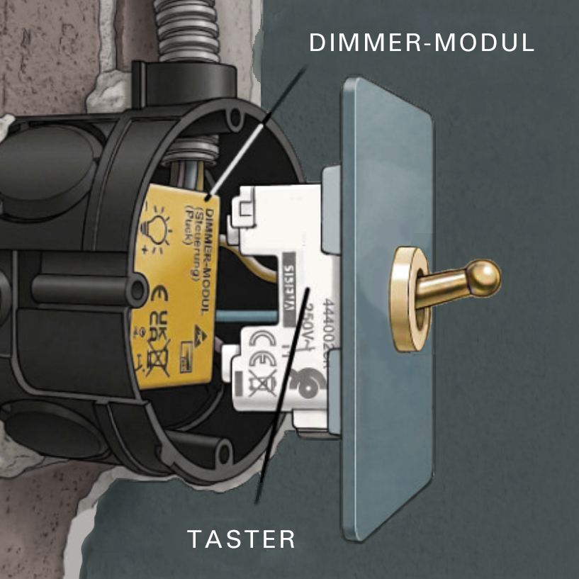 Inserto dimmer CAMBRIDGE con leva a levetta, ottone
