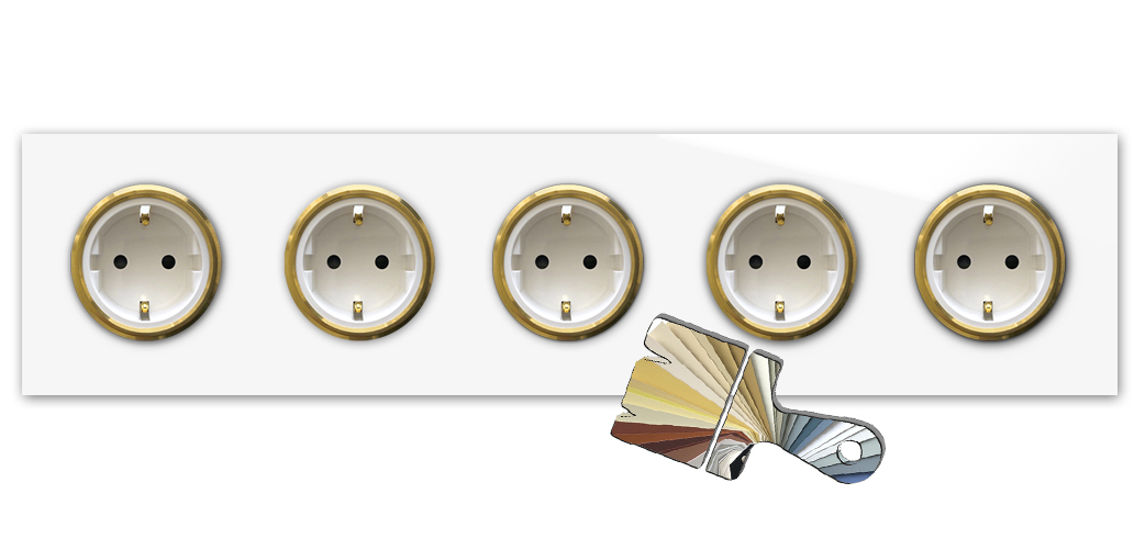 Stikkontakt Farrow Ball farve glaslook guld 5 bande