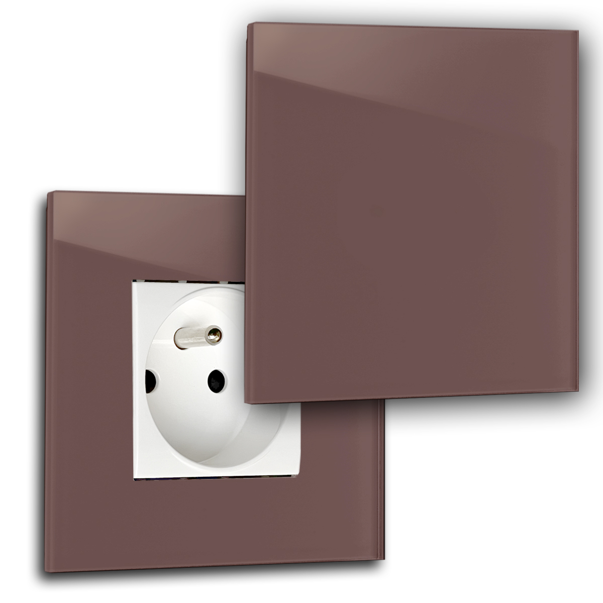 Prise avec couvercle 1fois aspect verre en couleur Farrow Ball 43 eating room red Type E French MAXIM