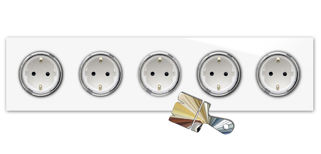 Uttag Farrow Ball färg glas-look krom 5-vägs