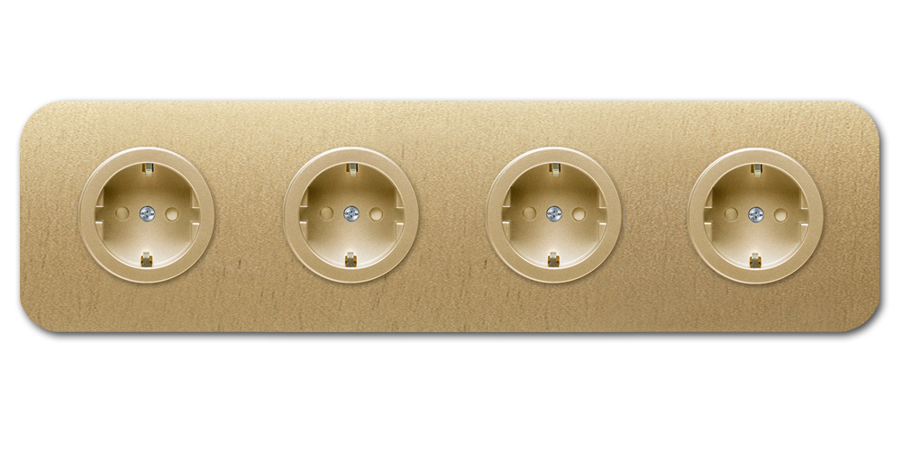 Socket metal in gold 4-gang. Cube Series