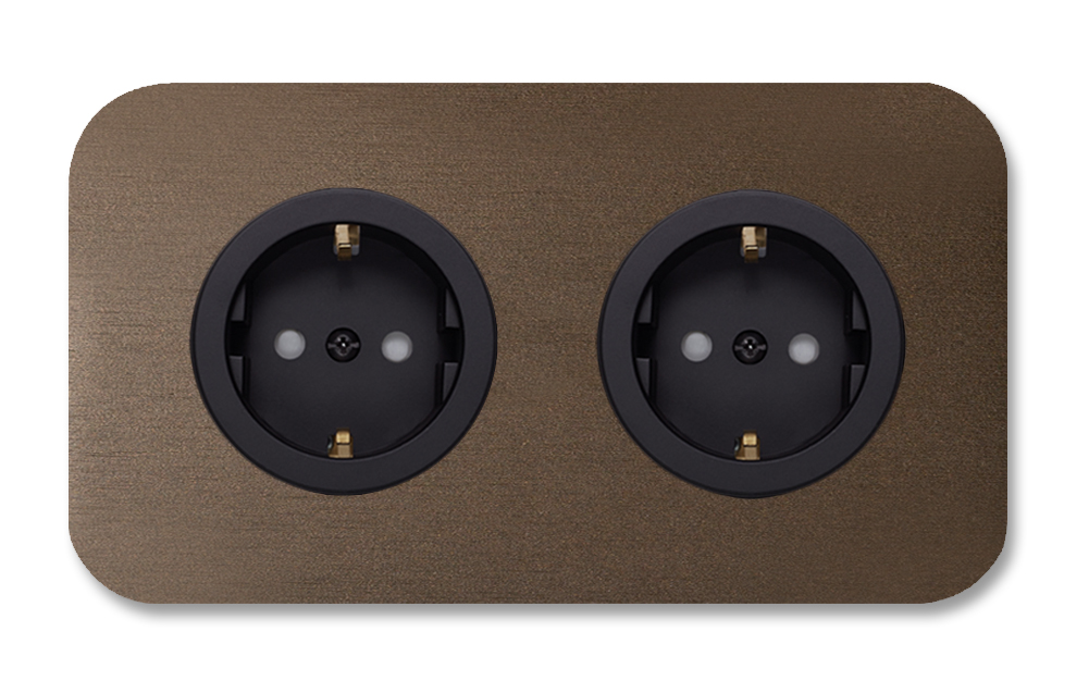 Socket metal brown 2 gang. Cube Series