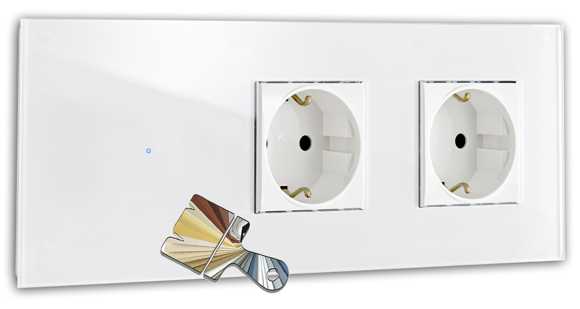 Touchschakelaar met stopcontact. Farrow Ball-kleur. 230V. Glaslook. NOVA