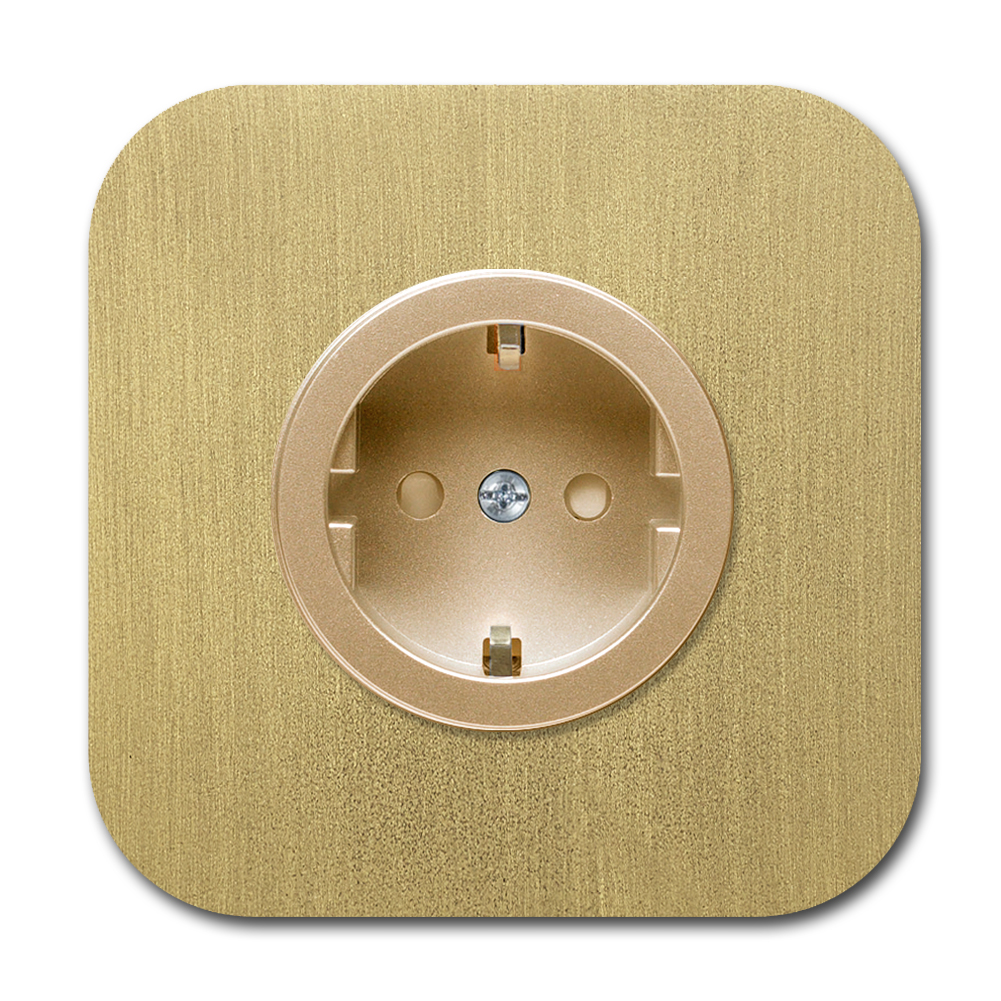 Socket metal antique in old gold 1-gang. Cube Series