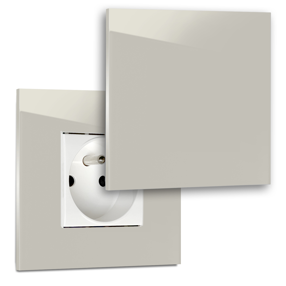 Prise avec couvercle 1fois aspect verre couleur Farrow Ball 229 Elephants Type E