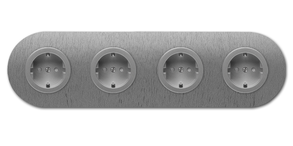 Round metal socket outlet titanium 4-gang. Round Series