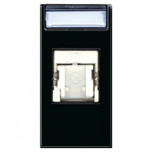 Prise de raccordement RJ45. Cat. 6. noir brillant.