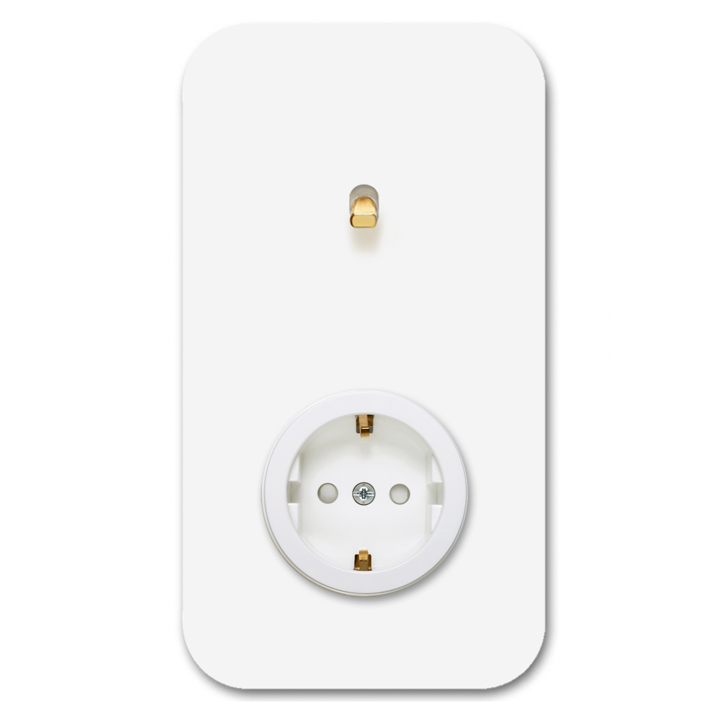 Toggle switch metal matte white gold 1 gang 2 way + 1 Socket. Cube Series