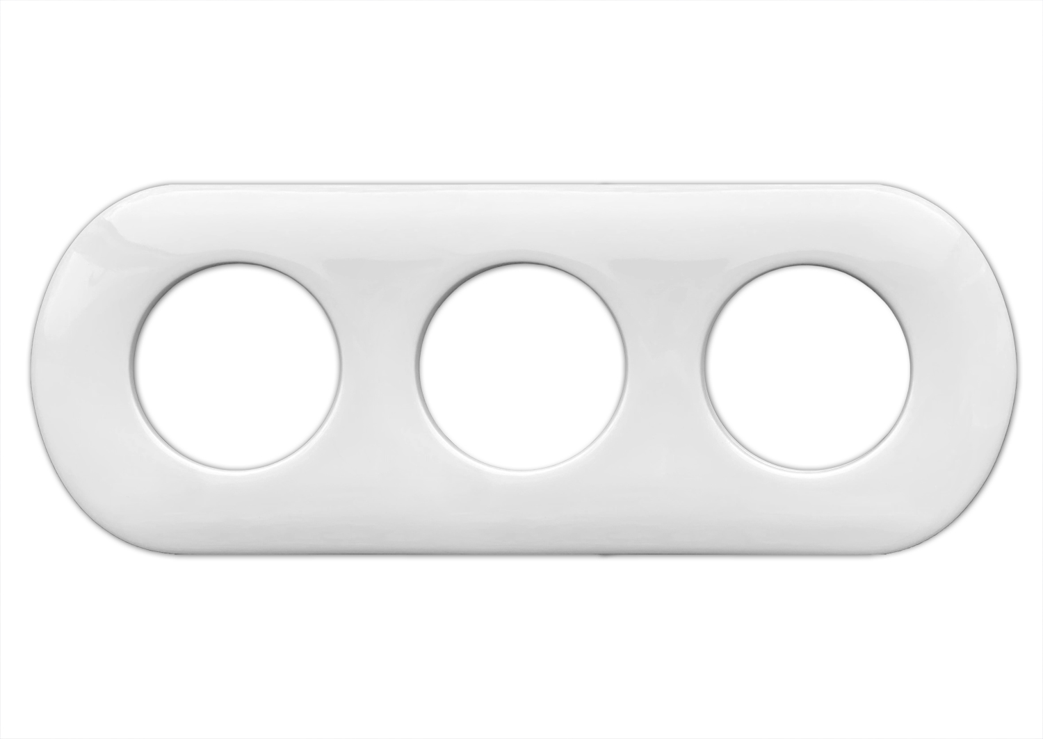 Porcelain light switch frame, socket frame. 3-fold. White.