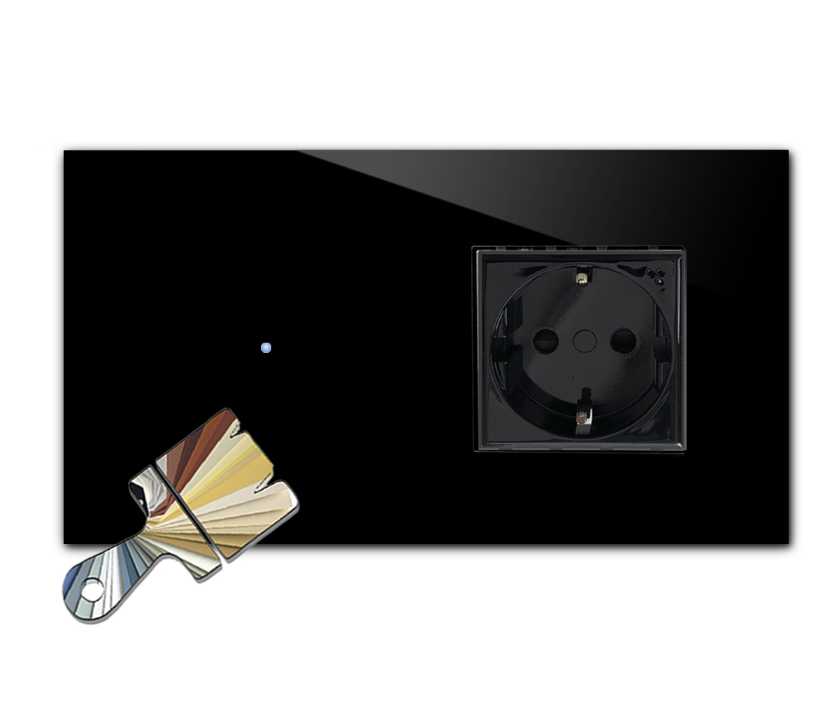 Interruttore touch con presa. Colore Farrow Ball. 230V. Aspetto vetro. NOVA