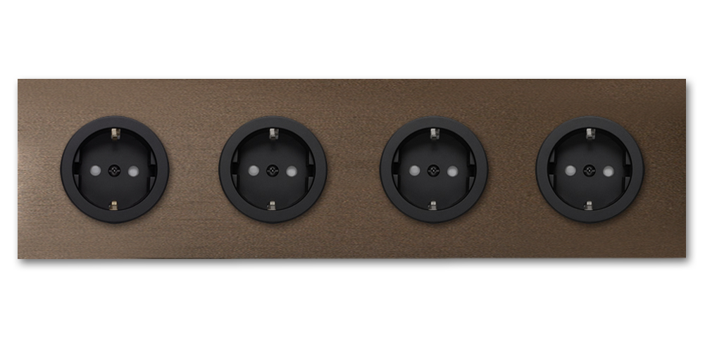 Socket metal in brown 4-gang. Square Series