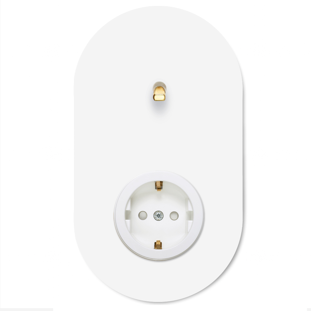 Toggle switch metal matte white gold 1 gang + 1 Socket 2 way. Round Series