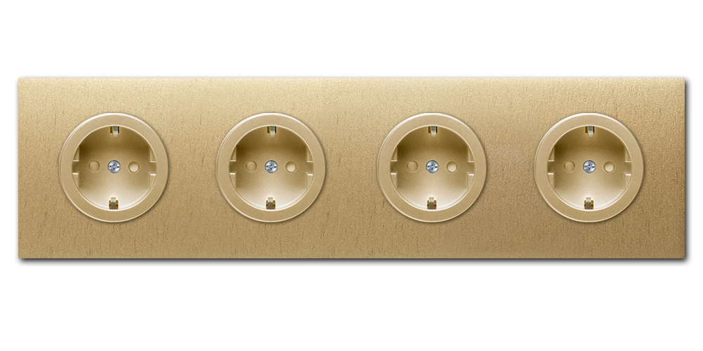 Socket metal in Gold 4 gang. Square Series