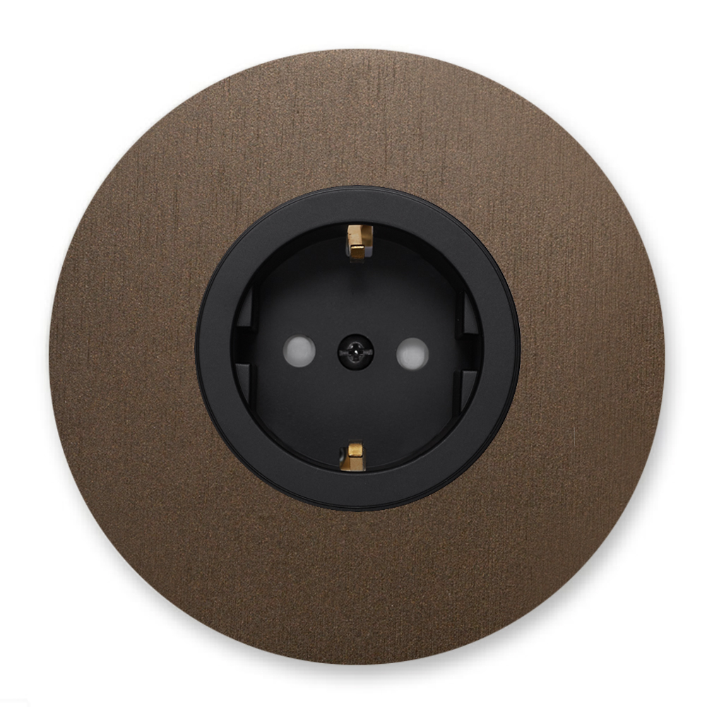 Socket round metal in brown 1-gang. Round Series