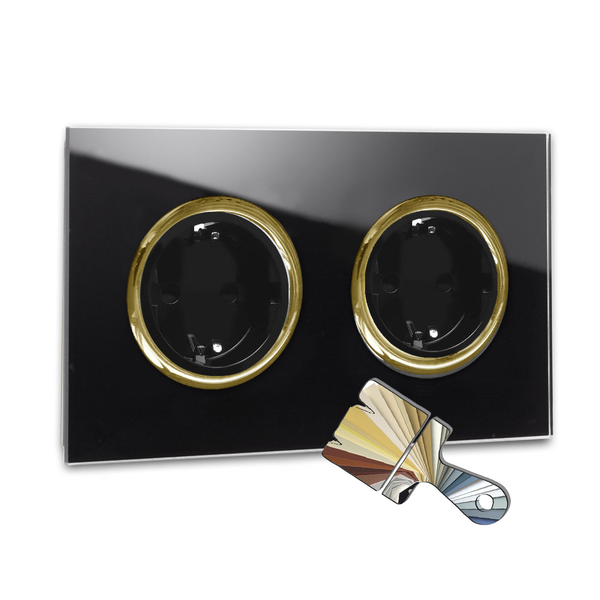 Stikkontakt Farrow Ball farve glas-look bundle guld 2 bande