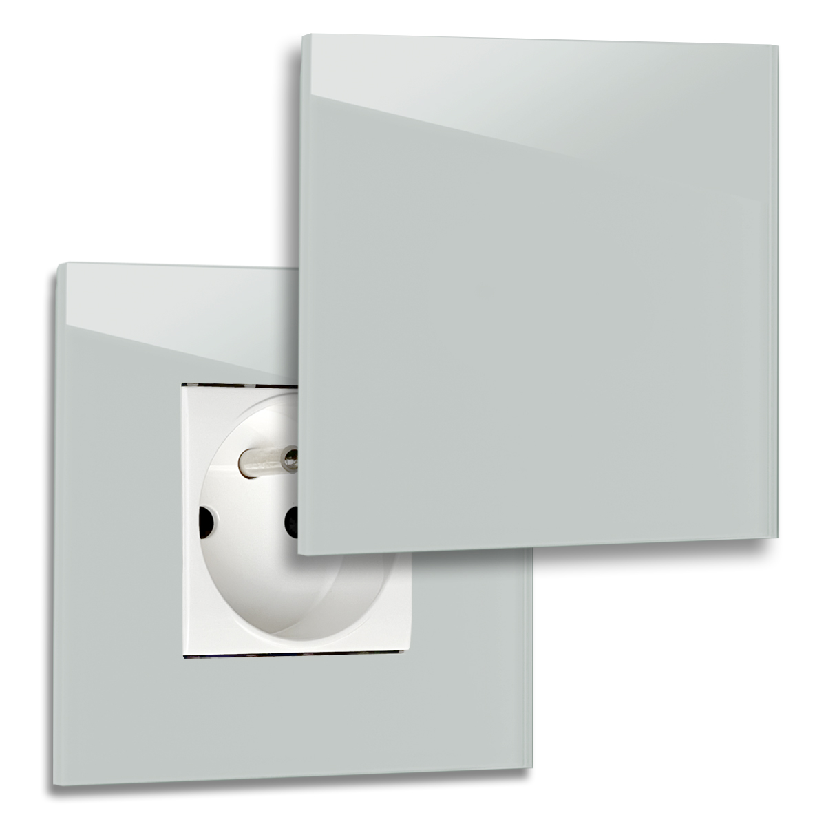 Prise avec couvercle 1fois aspect verre en couleur Farrow Ball 85 oval room blue Type E French Standard