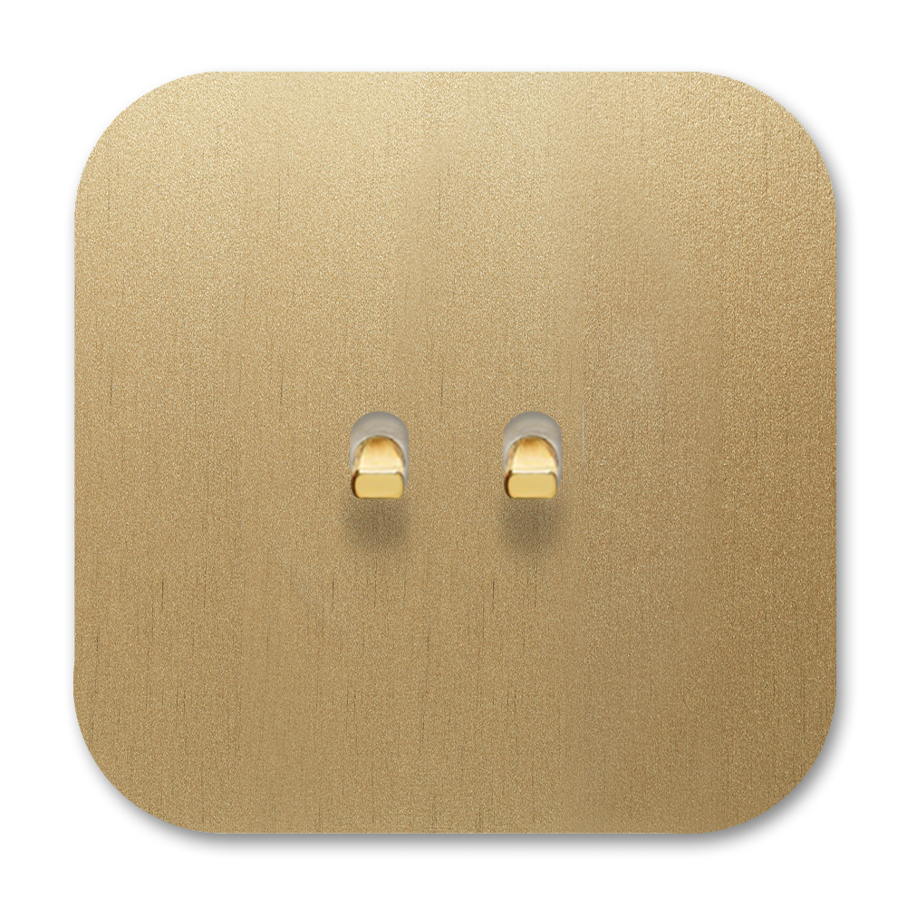 Toggle switch metal in gold / brass 2 gang 2 way. Cube Series