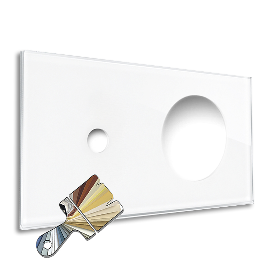 Afdekplaat YORK in originele Farrow & Ball-kleur glaseffect 1-voudig horizontaal met ronde opening ROHDE+ROHDE