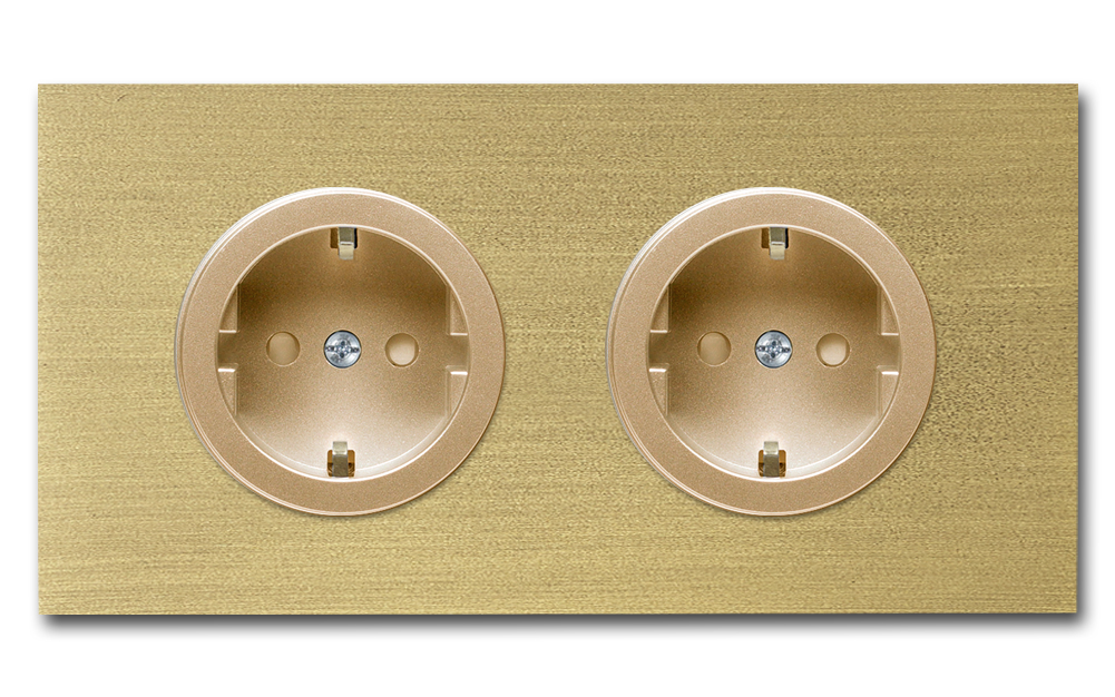 Socket metal old gold vintage 2 gang. Square Series