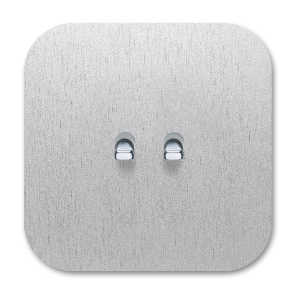 Toggle switch silver metal chrome 2 gang 2 way. Cube Series