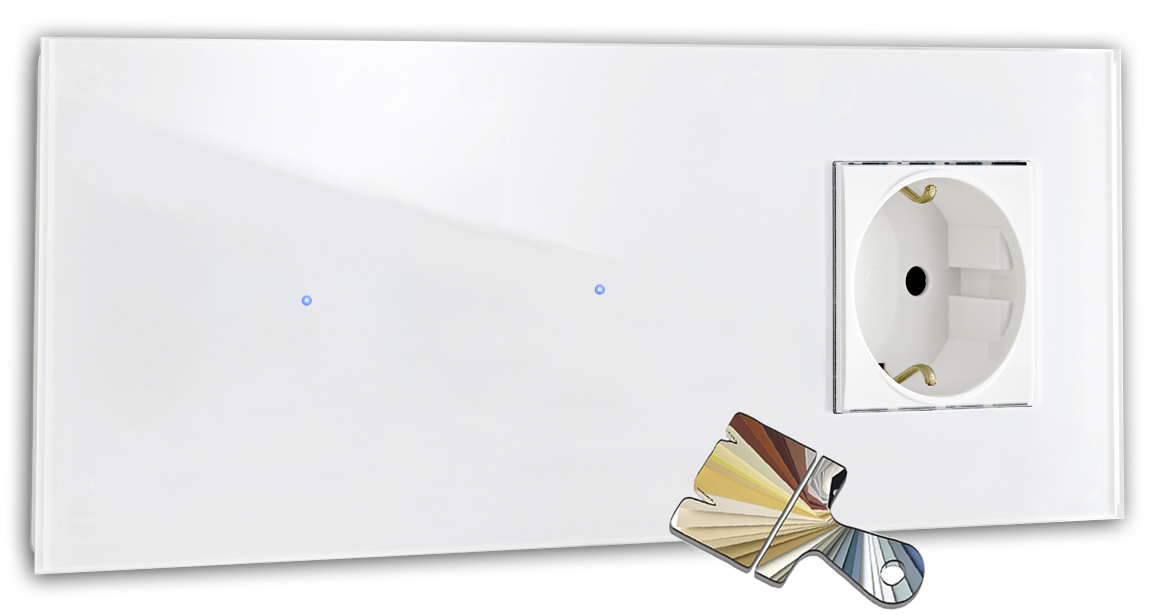 Touchschakelaar met stopcontact. Farrow Ball-kleur. 230V. Glaslook. NOVA