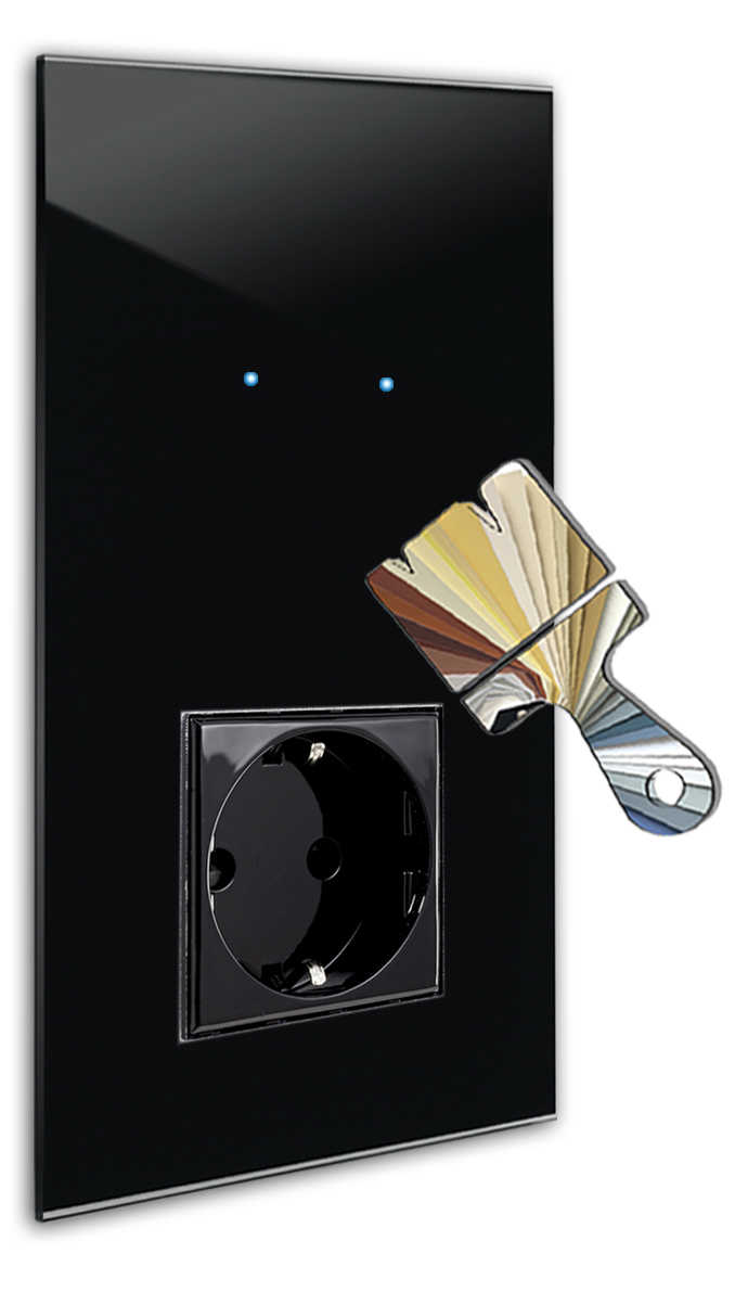 Touchschakelaar met stopcontact. Farrow Ball-kleur. 230V. Glaslook. NOVA